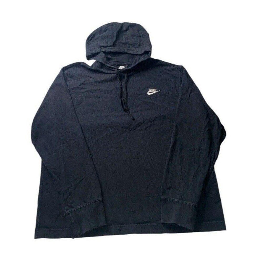Nike NSW Club Jersey Hoodie BV2749-010 Men's Large Black Pullover Activewear